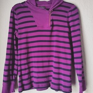 Lauren Ralph Lauren Women's Long Sleeves with Stripes Top Purple & Black size L